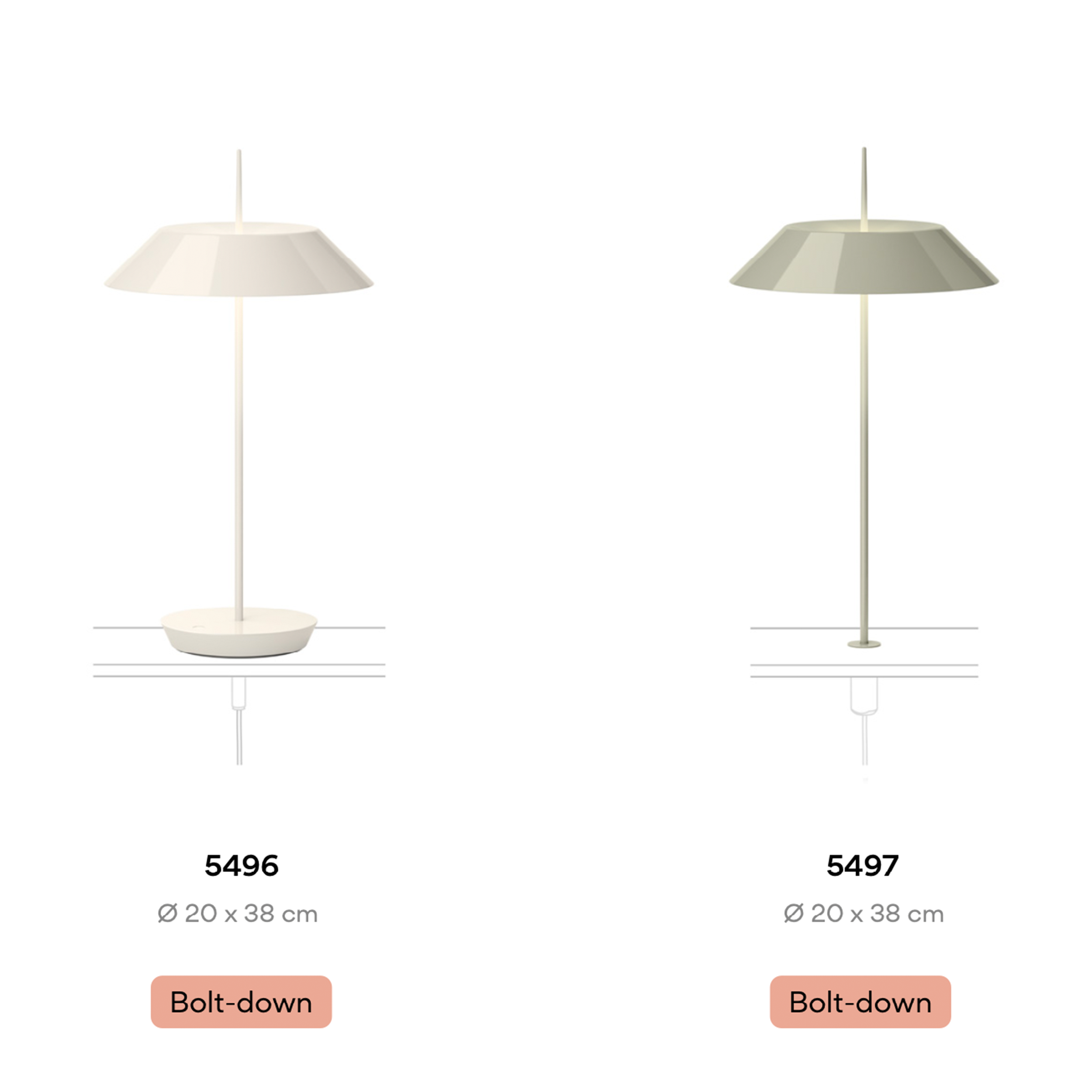 VIBIA MAYFAIR MINI 5496 / 5497 stalinis šviestuvas