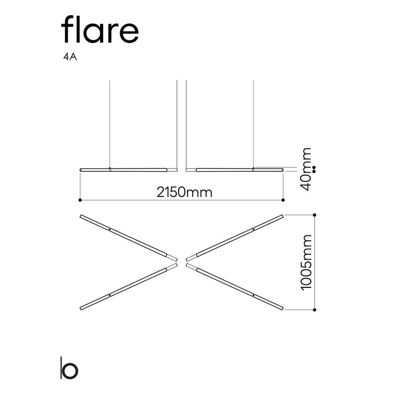 Bomma Flare pakabinamų šviestuvų instaliacija