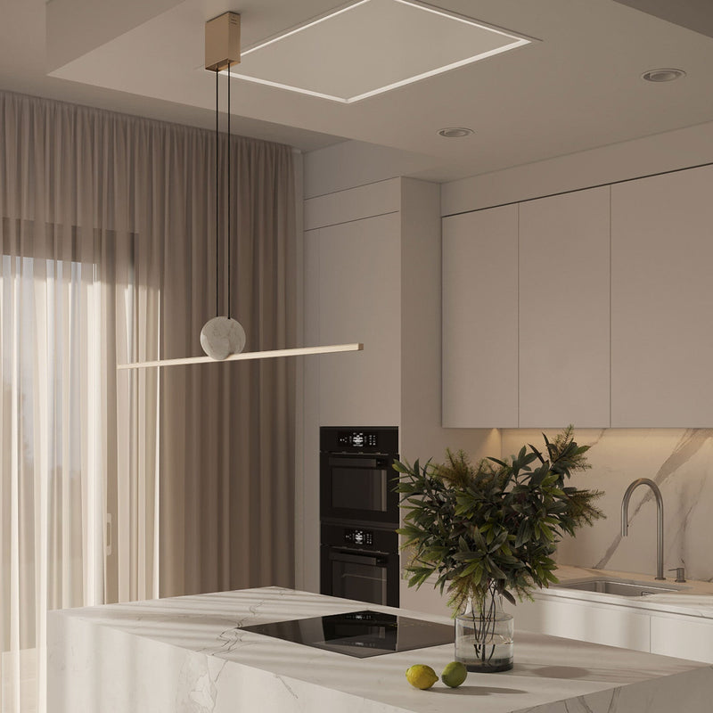 Italamp regolo auksinės spalvos šviestuvas modernaus interjero virtuvėje | makeyourcasa.lt