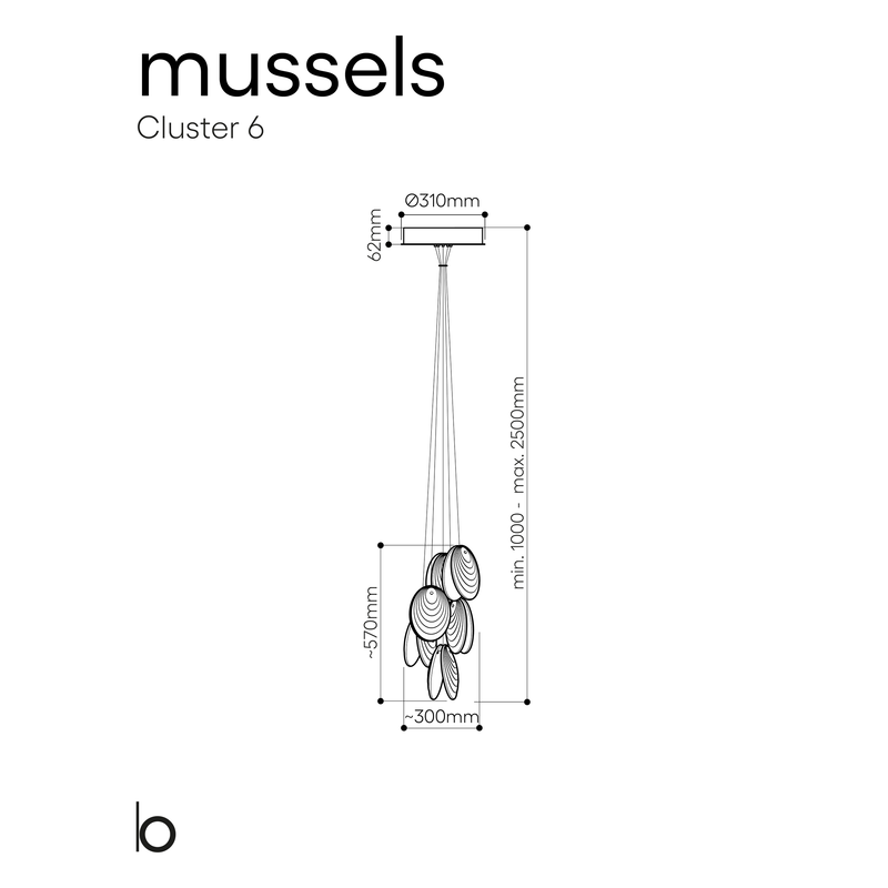 Bomma Mussels 6 vnt. Pakabinamas šviestuvas