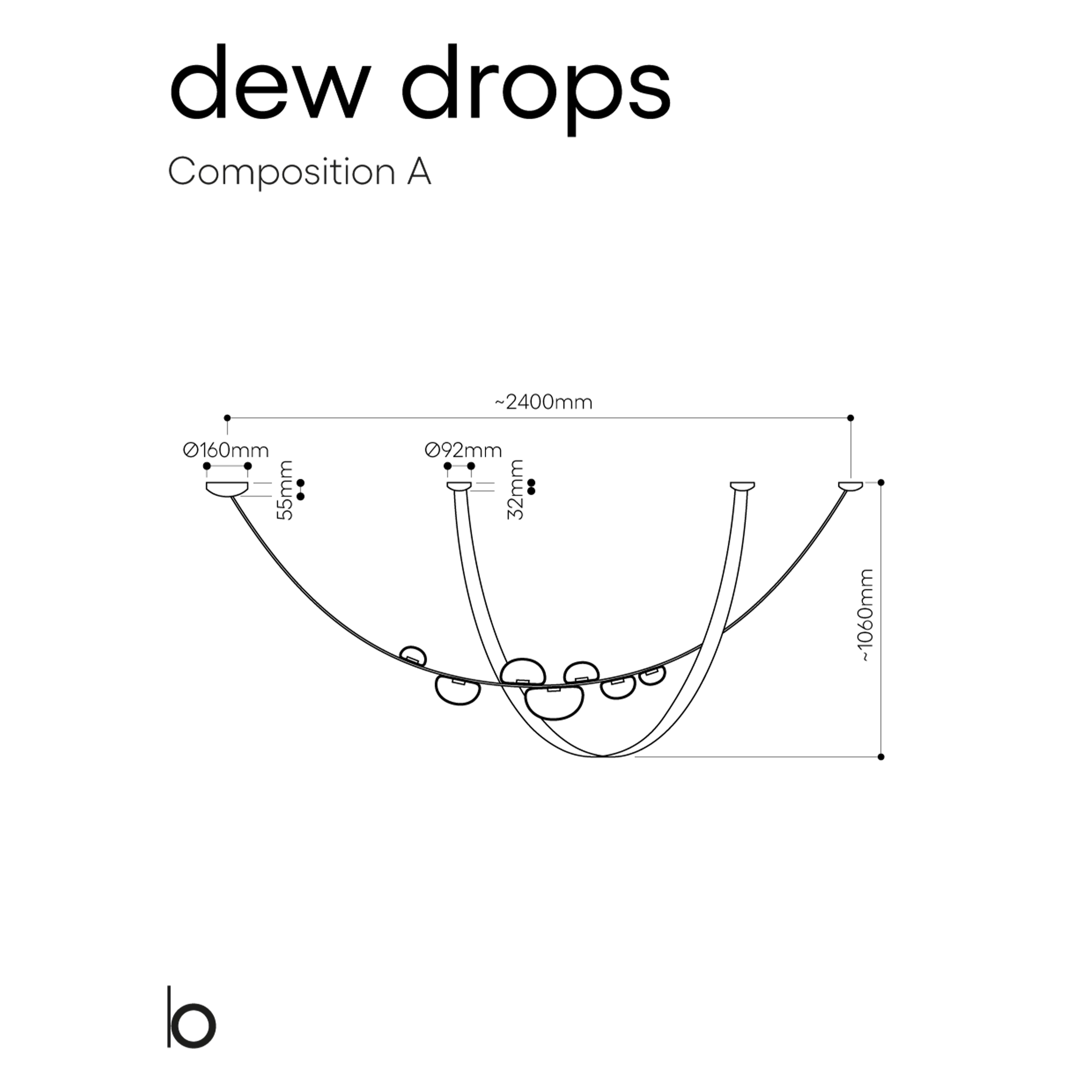 Bomma Dew Drops pakabinamų šviestuvų instaliacija