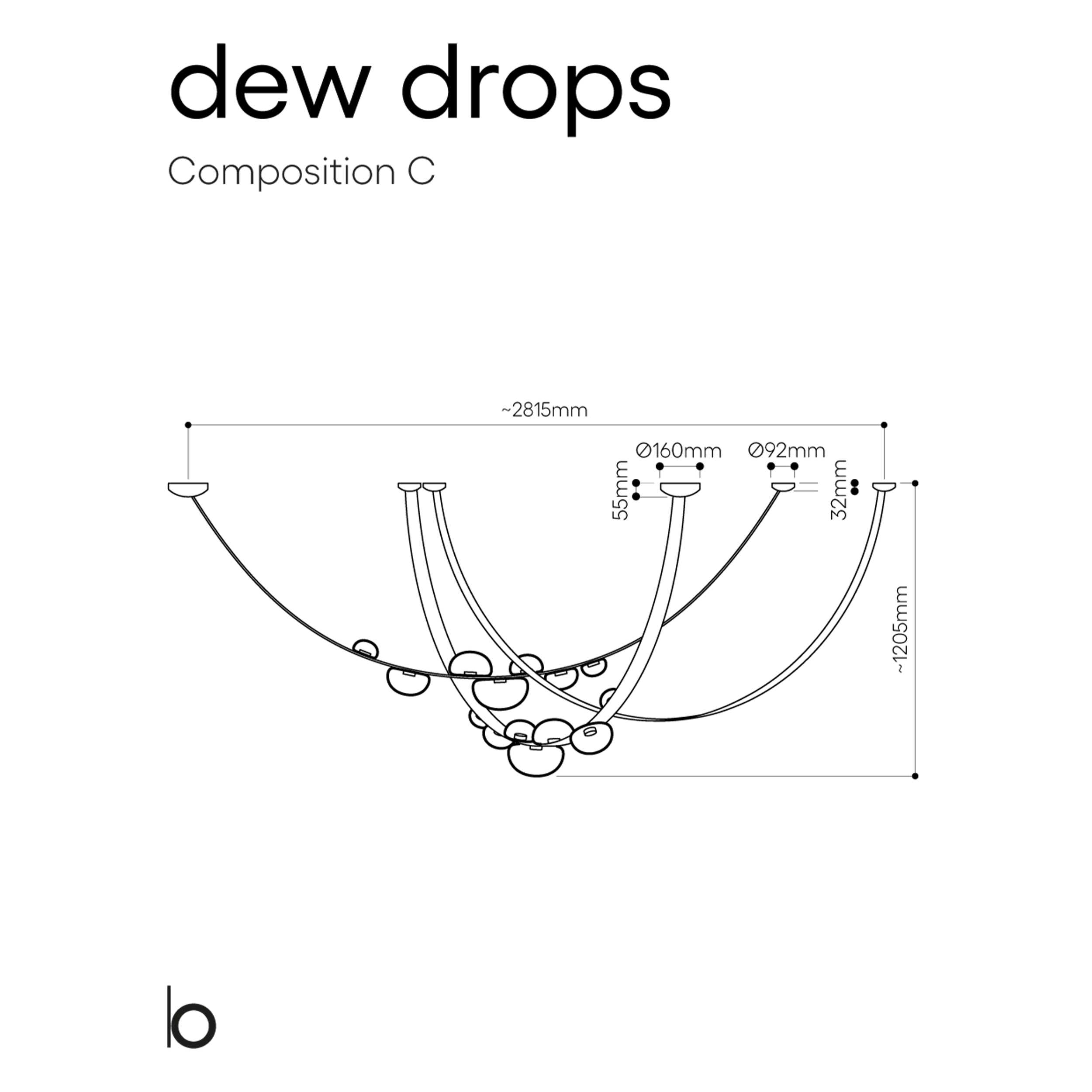 Bomma Dew Drops pakabinamų šviestuvų instaliacija