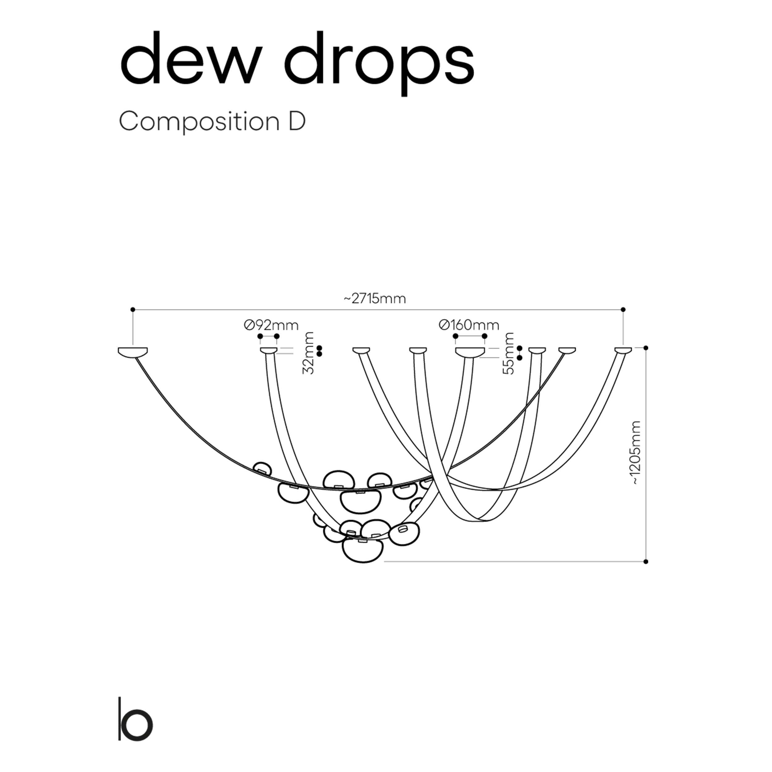 Bomma Dew Drops pakabinamų šviestuvų instaliacija
