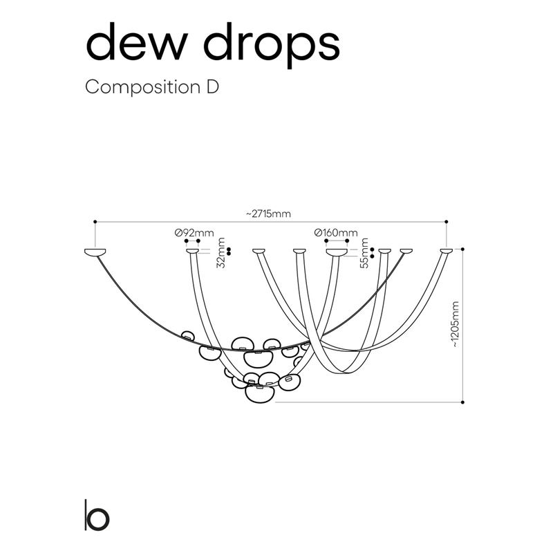 Bomma Dew Drops pakabinamų šviestuvų instaliacija
