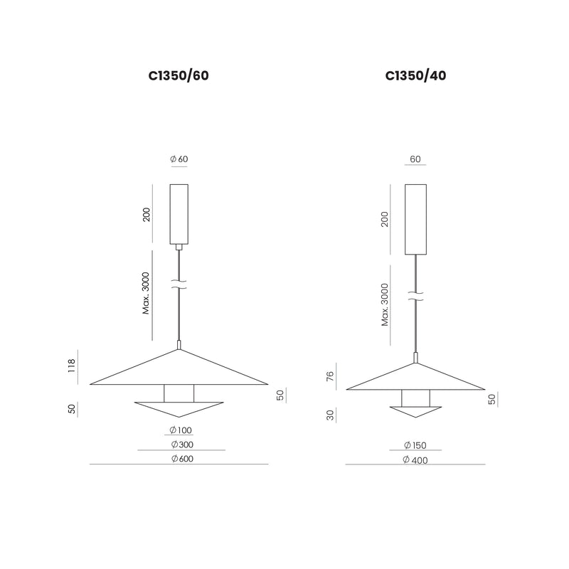 GEHIT pakabinamas šviestuvas Ø40 cm | Ø60 cm
