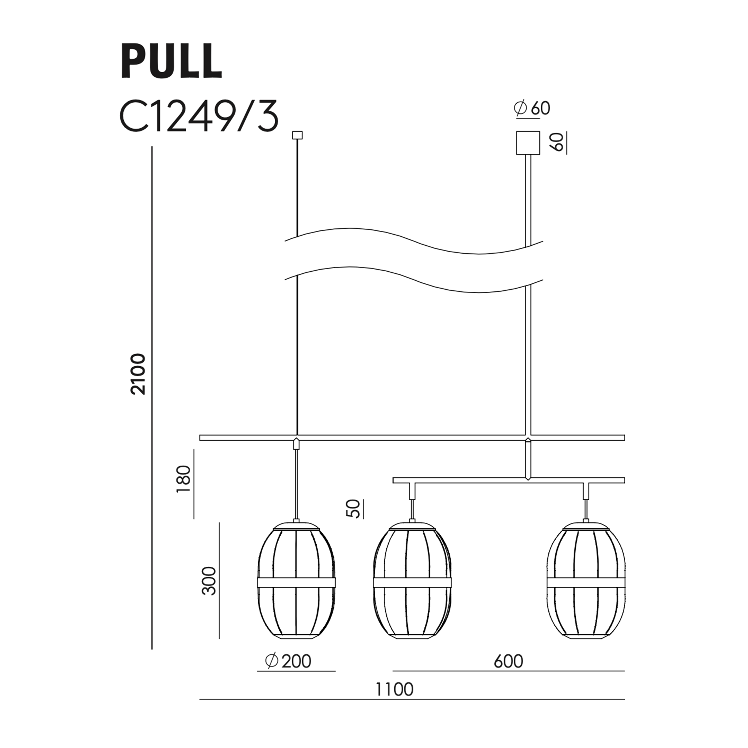 Aromas Del Campo PULL C1249/3 pakabinamas šviestuvas