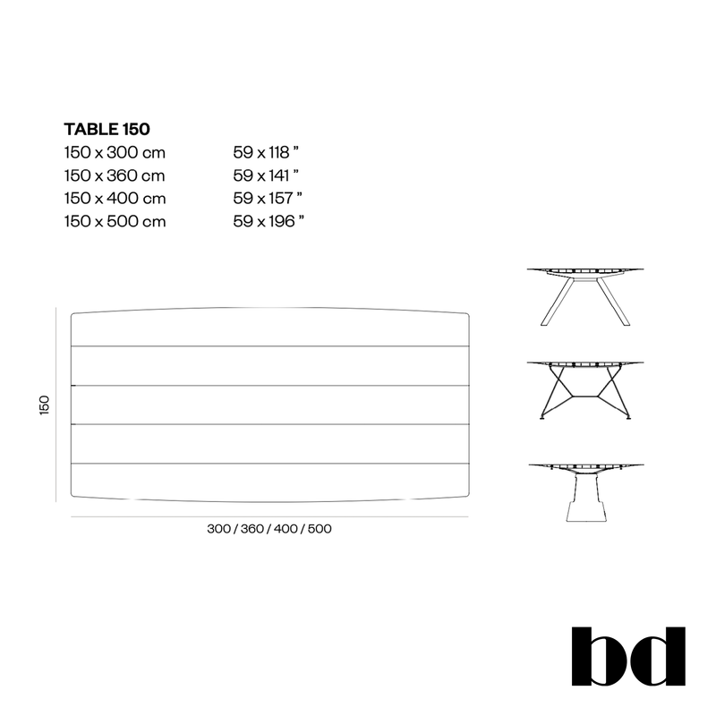 BD Barcelona Design table B - 150 stalas
