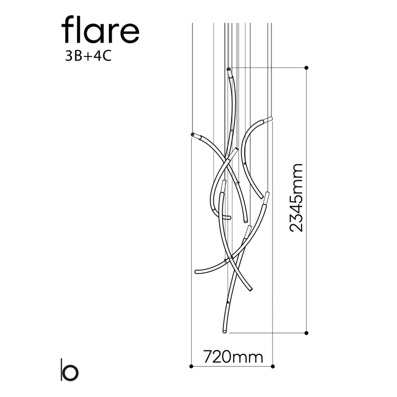 Bomma Flare pakabinamų šviestuvų instaliacija