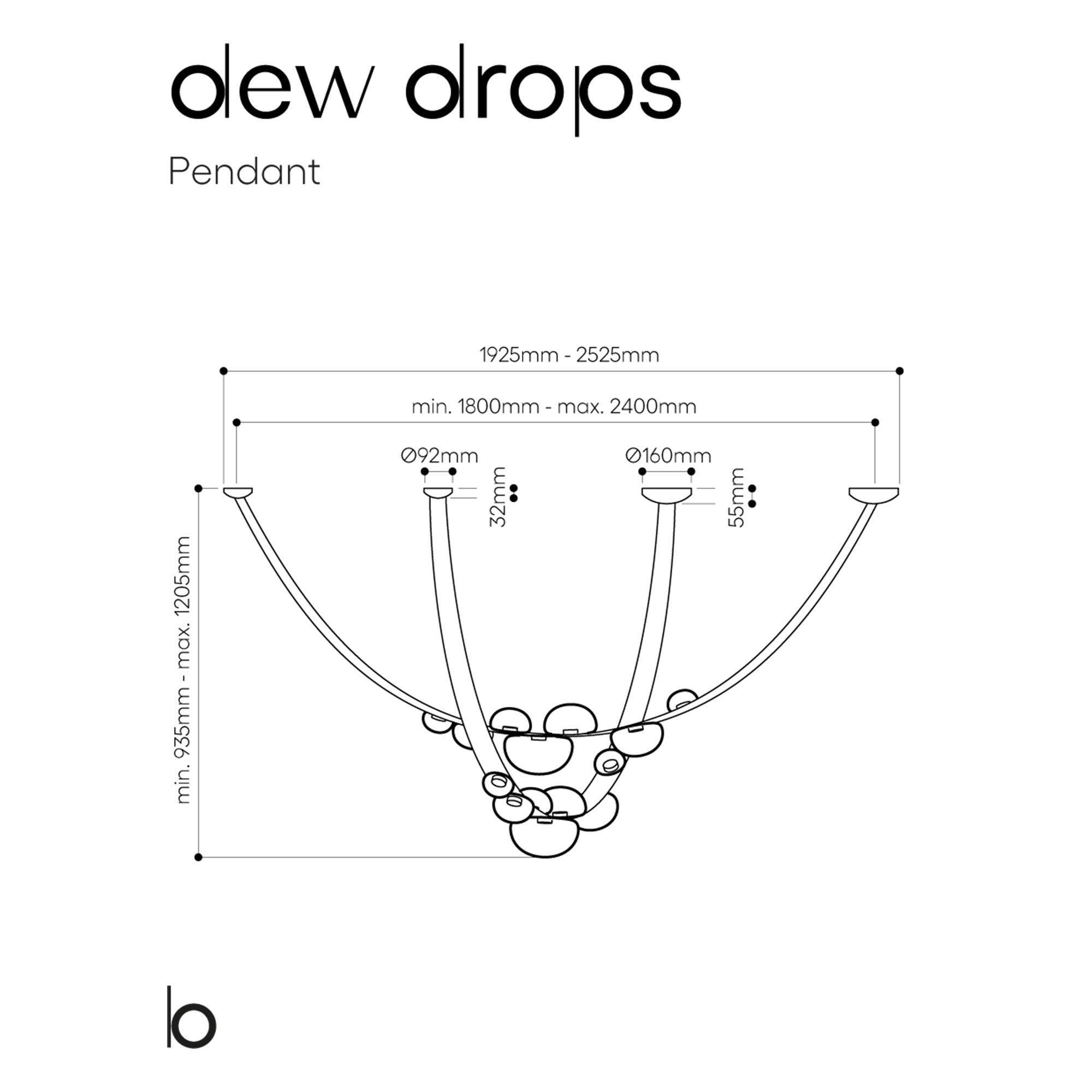 Bomma Dew Drops pakabinamas šviestuvas