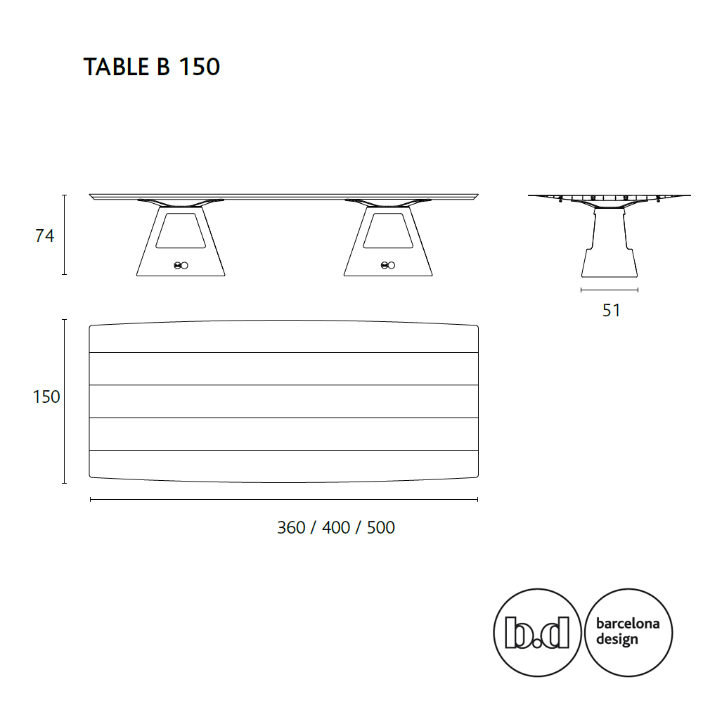 BD Barcelona Design table B - 150 stalas