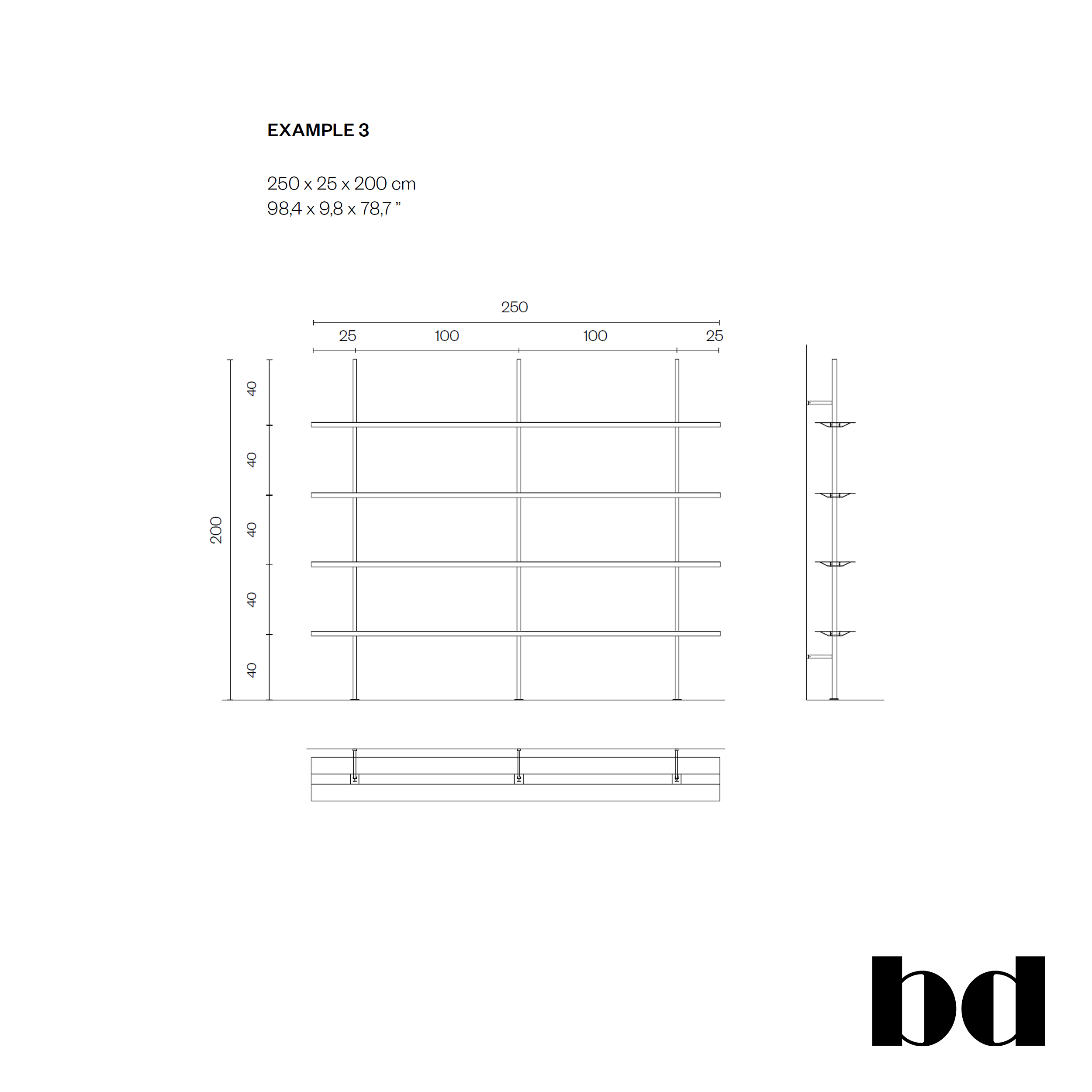 BD Barcelona Design Hypóstila Shelving EX3 lentyna