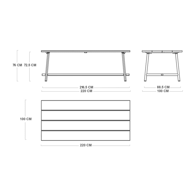Fatboy Fred's 220x100x76 cm sulankstomas stalas