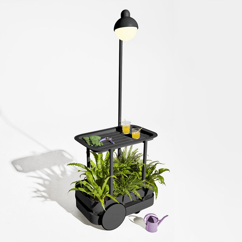 Fatboy gamintojo Jolly Trolley mobilus šoninis staliukas su šviestuvu juodos apdailos