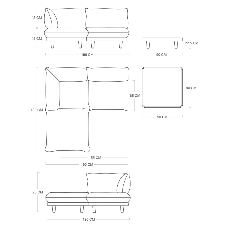 Fatboy Paletti Set Medium Royal modulinė lauko sofa + staliukas