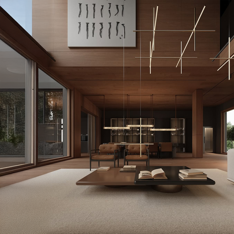 Flos Coordinates Suspension 1 pakabinamas LED šviestuvas Coordinates šviestuvų kompozicijoje moderniame ir prabangiame interjere