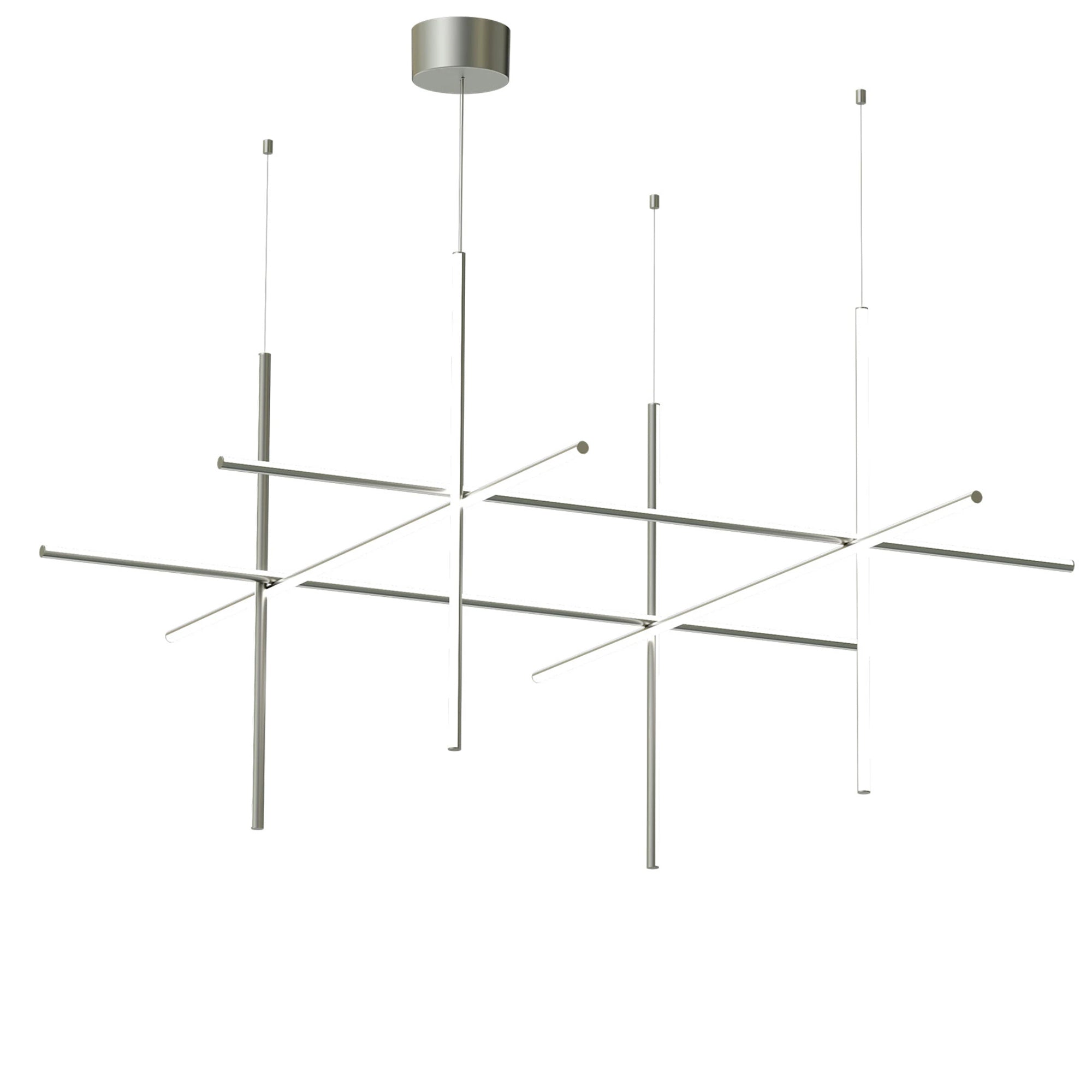 Flos Coordinates Suspension 4 LED pakabinamas šviestuvas iš argent, sidabrinės spalvos aliuminio