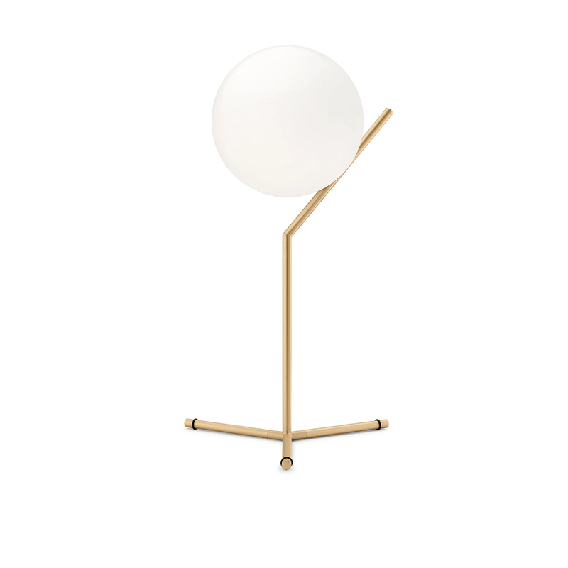 Flos IC Lights T1 stalinis šviestuvas iš plieno dengto brass apdaila ir opalinio stiklo