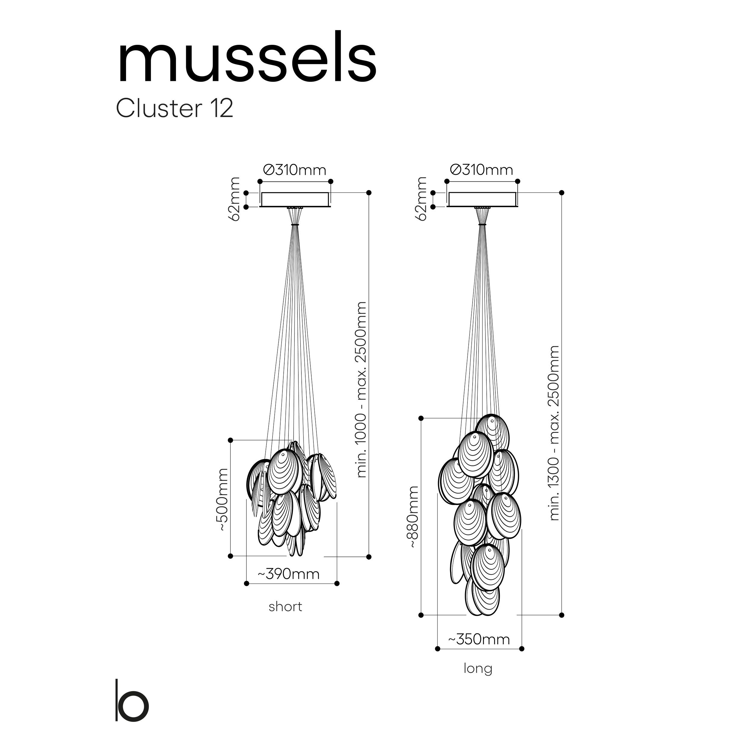 Bomma Mussels 12 vnt. pakabinamas šviestuvas