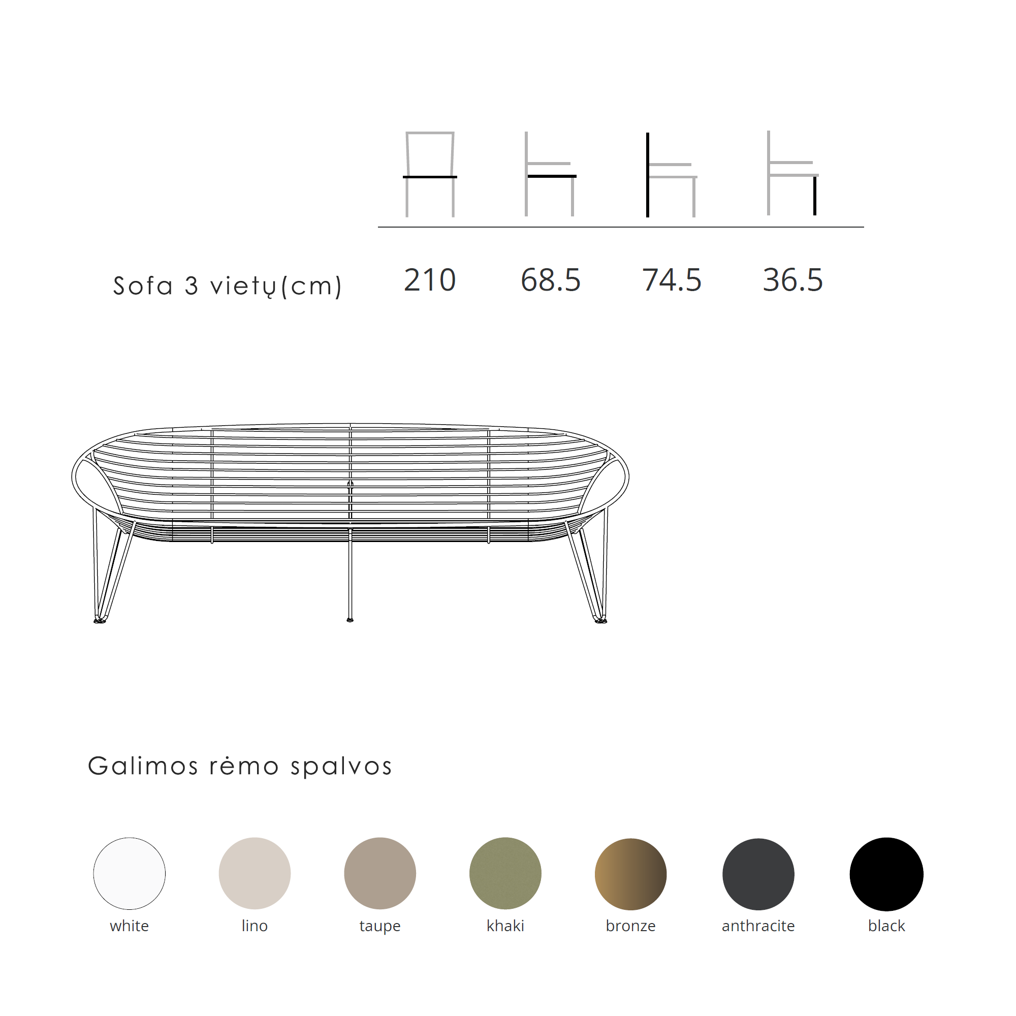 Joli Wire 3-seat sofa