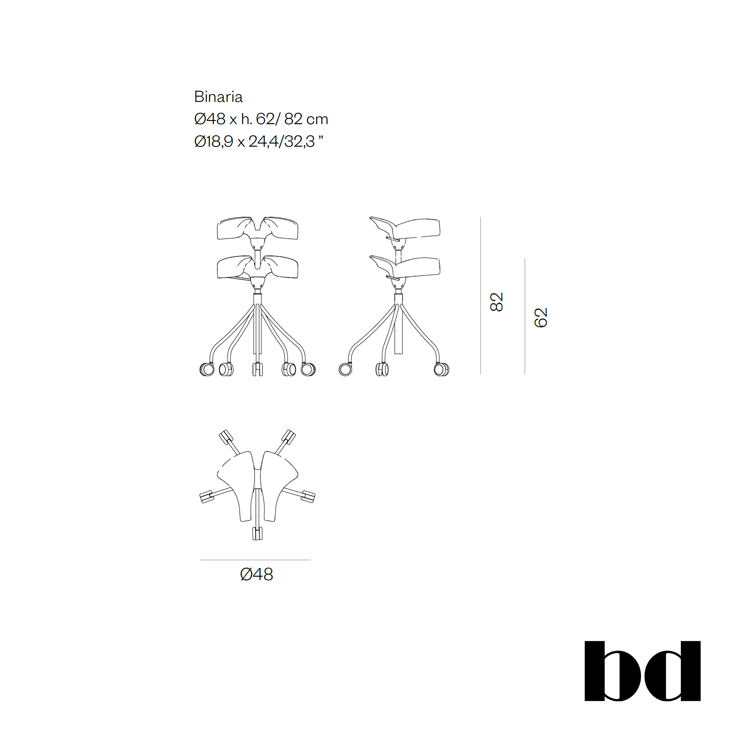 BD Barcelona Design Binaria taburetė - kėdė