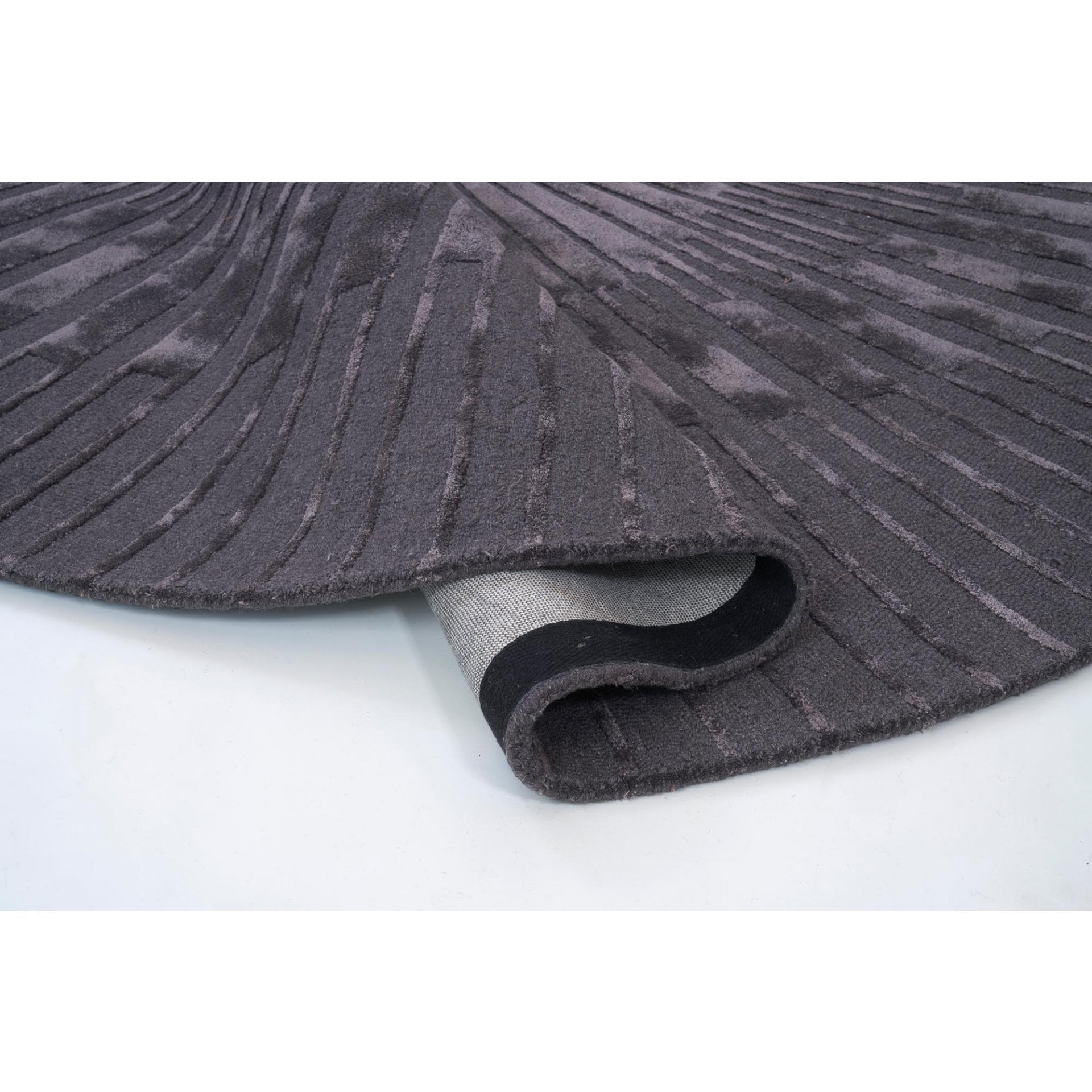 RADIUS DARK GREY Apvalus kilimas