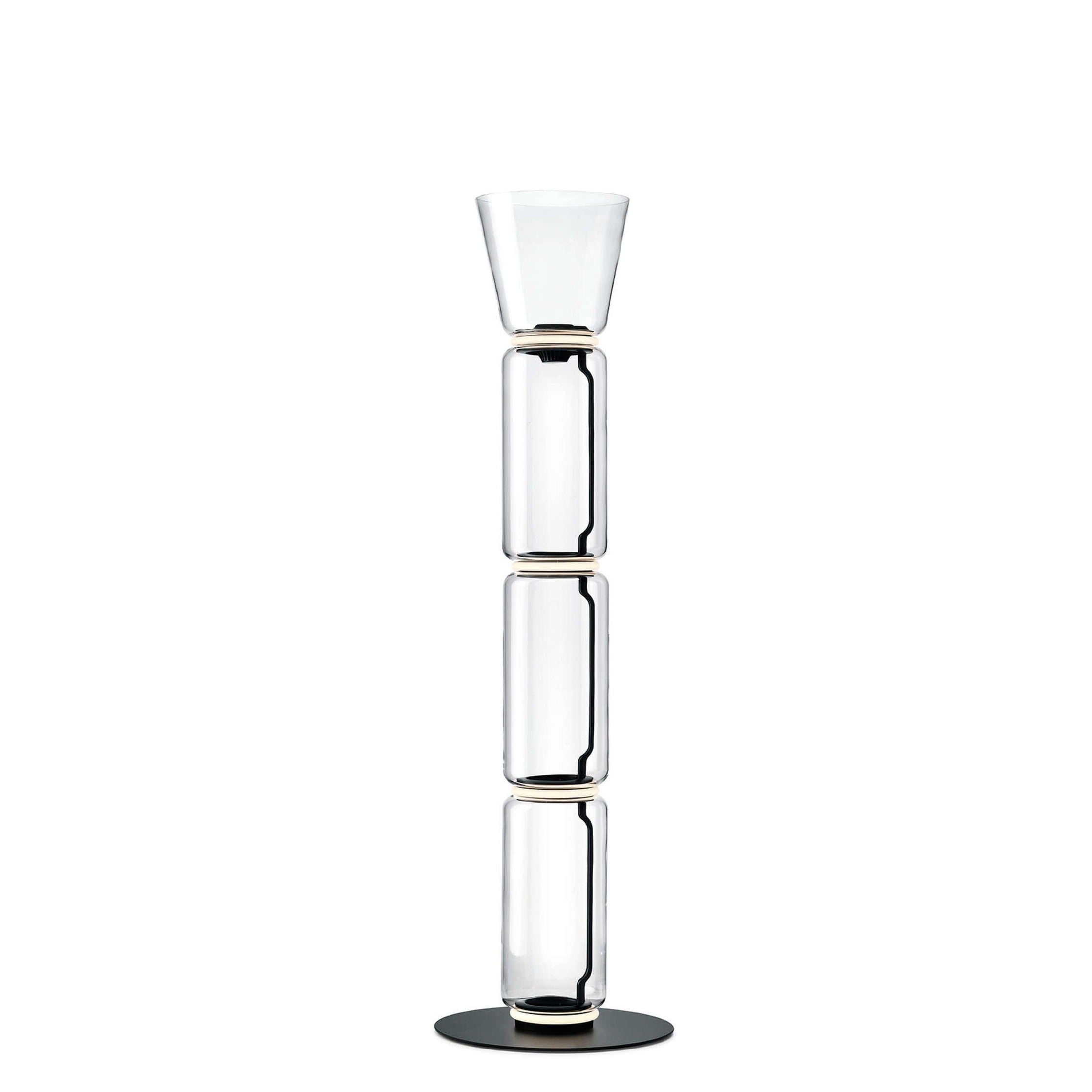 Flos Noctambule floor 3 High Cylinder Cone Big Base pastatomas LED šviestuvas 3 stiklinių cilindrų su šviesos intarpais