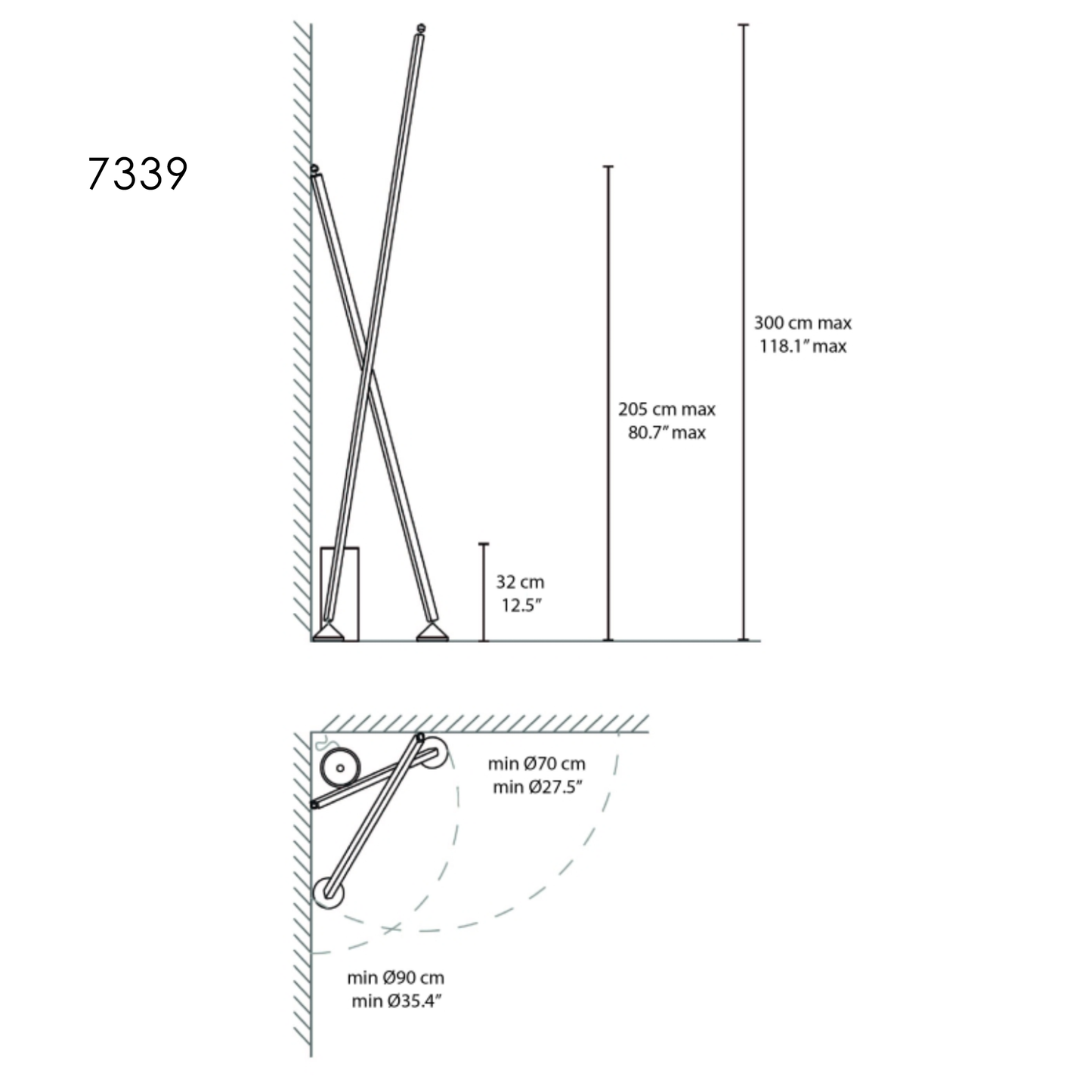 VIBIA STICKS Floor 7338 / 7339 pastatomas šviestuvas