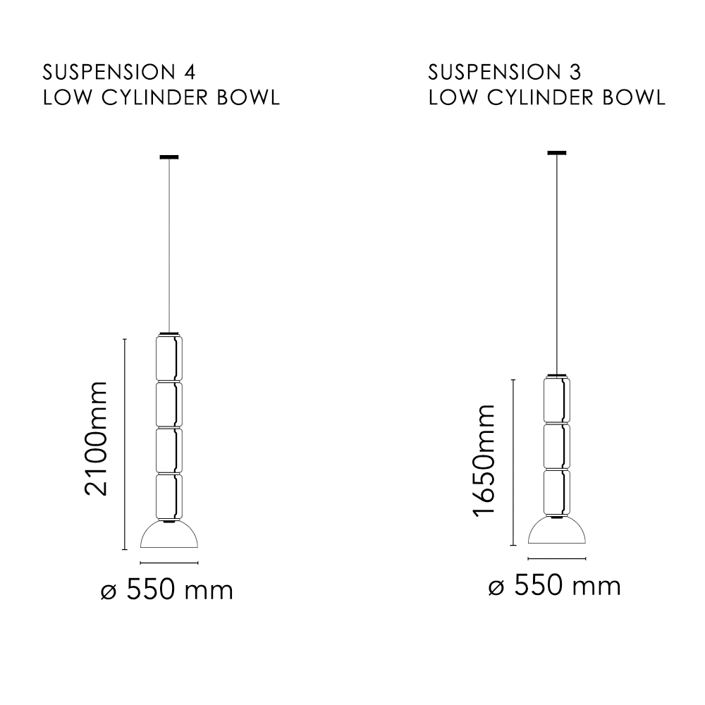 Flos Noctambule Suspension Low Cylinder Bowl pakabinamas šviestuvas