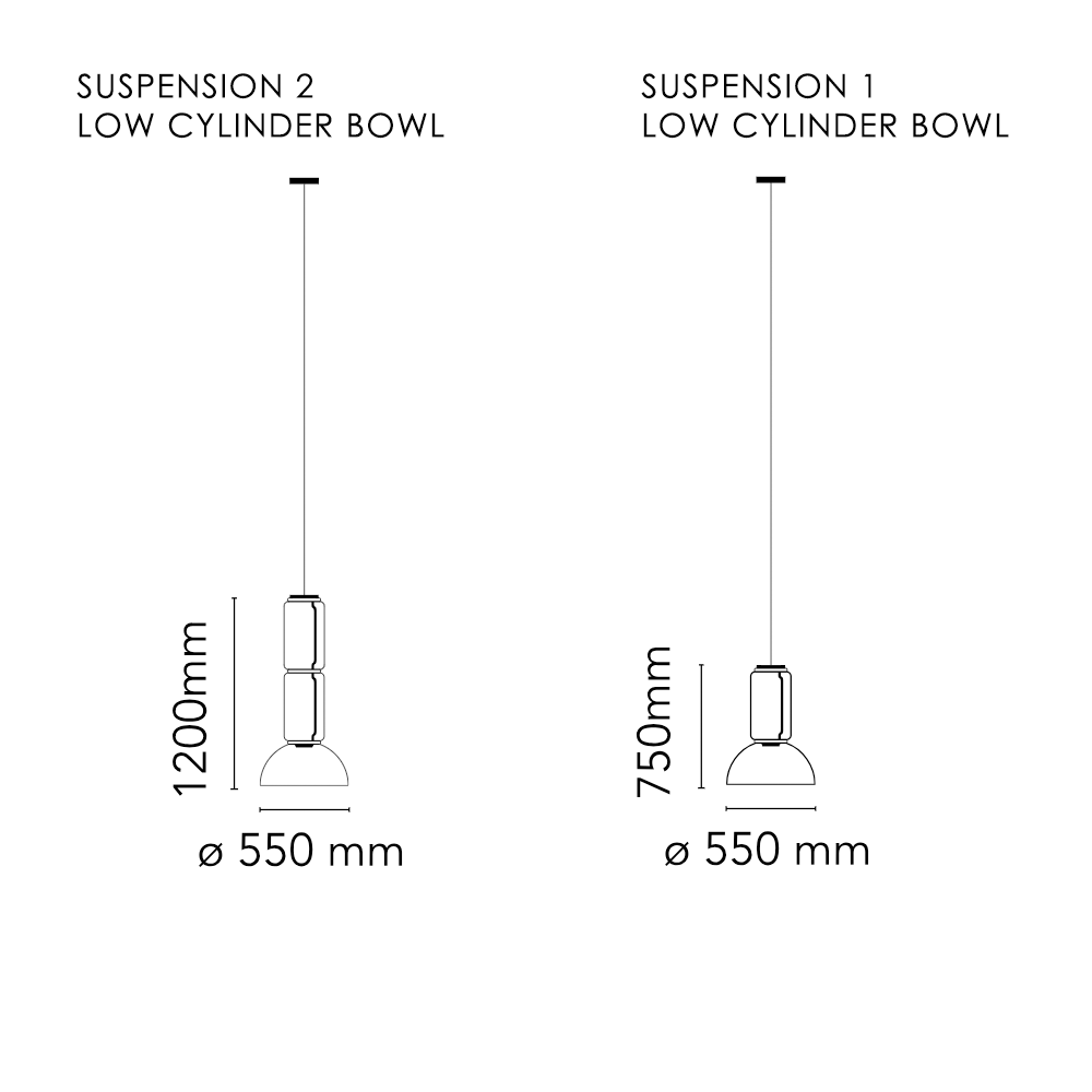 Flos Noctambule Suspension Low Cylinder Bowl pakabinamas šviestuvas