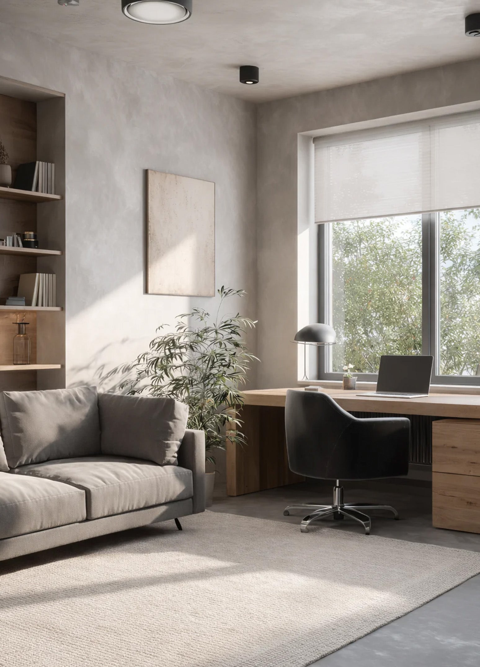 Softline natūralus vilnonis kilimas interjere šalia sofos ir stalo, šviesios spalvos. Makeyourcasa.lt | Carpetdecor