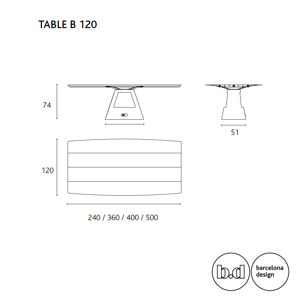 BD Barcelona Design table B - 120 concrete stalas
