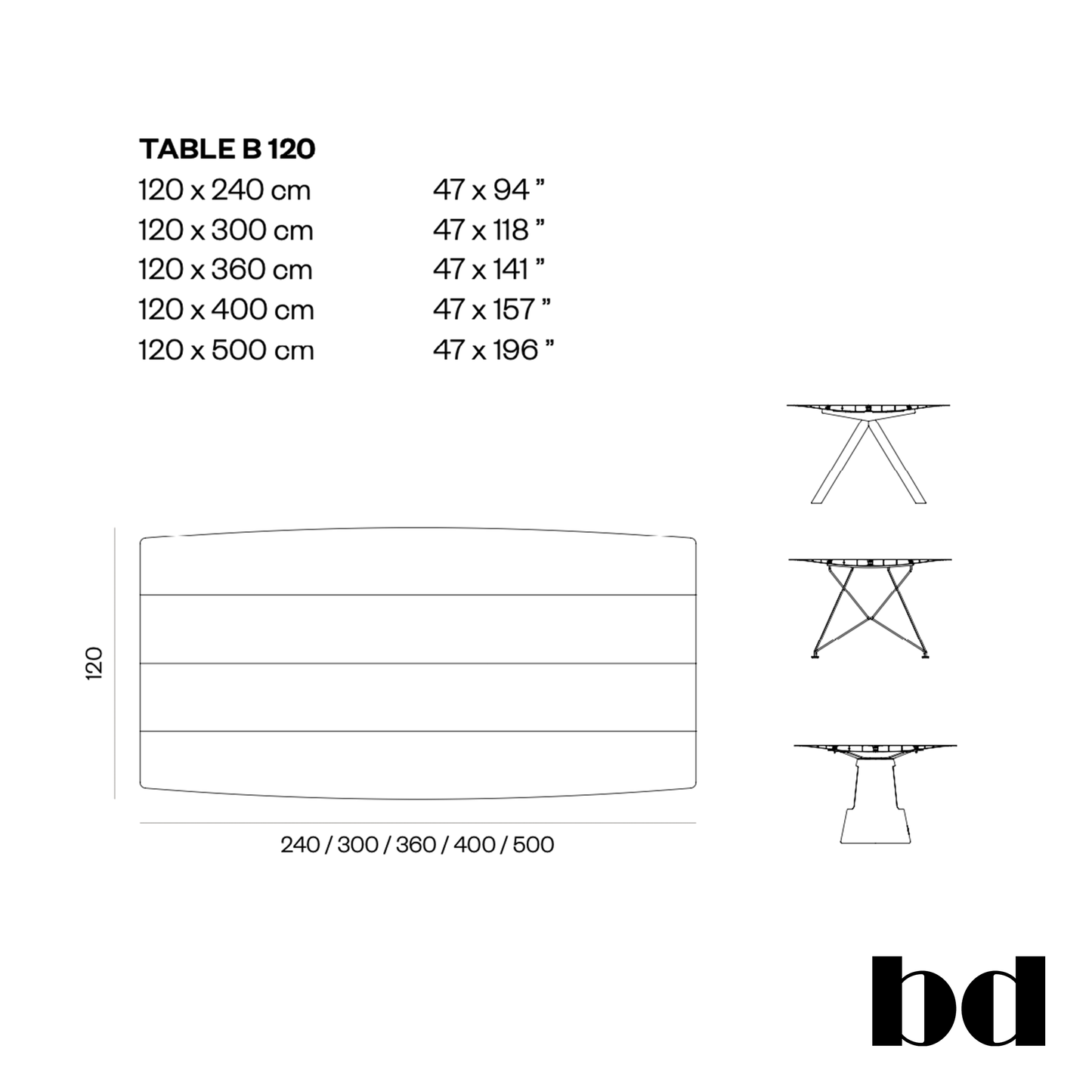 BD Barcelona Design table B - 120 concrete stalas