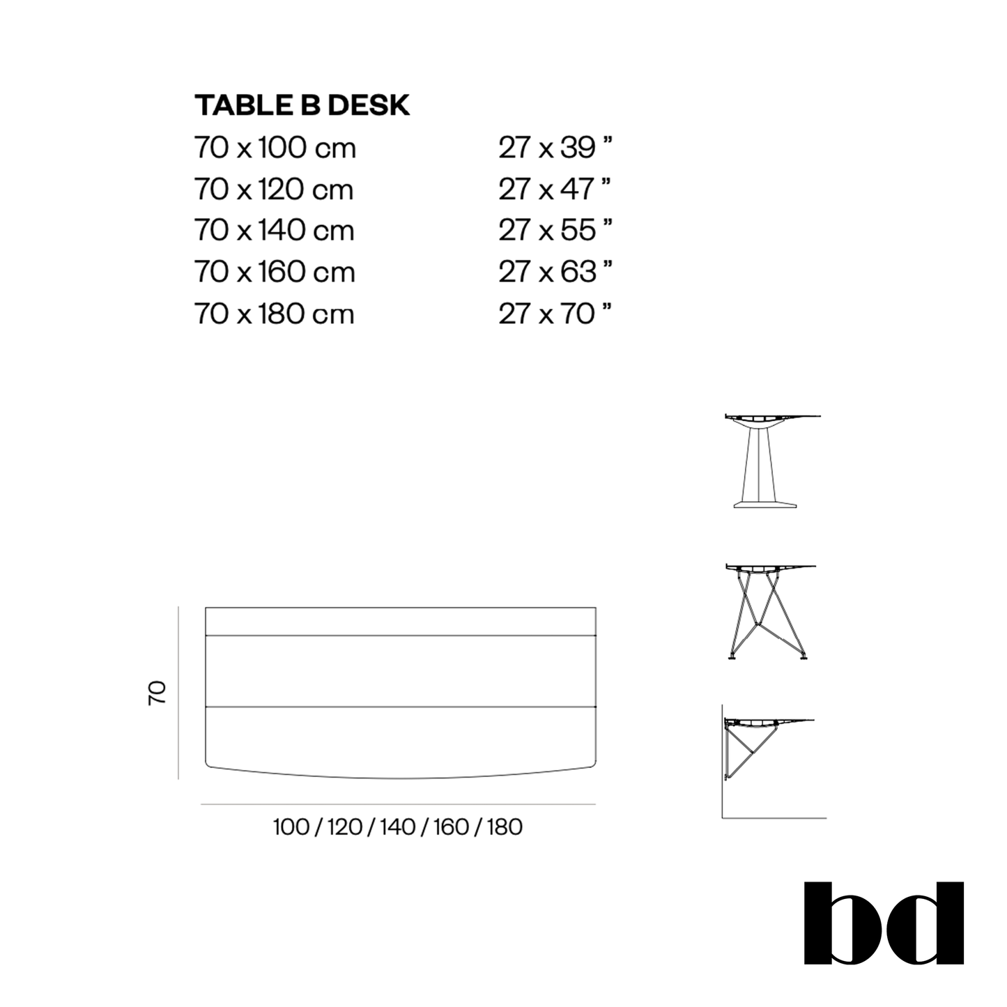 BD Barcelona Design table B - desk darbo stalas