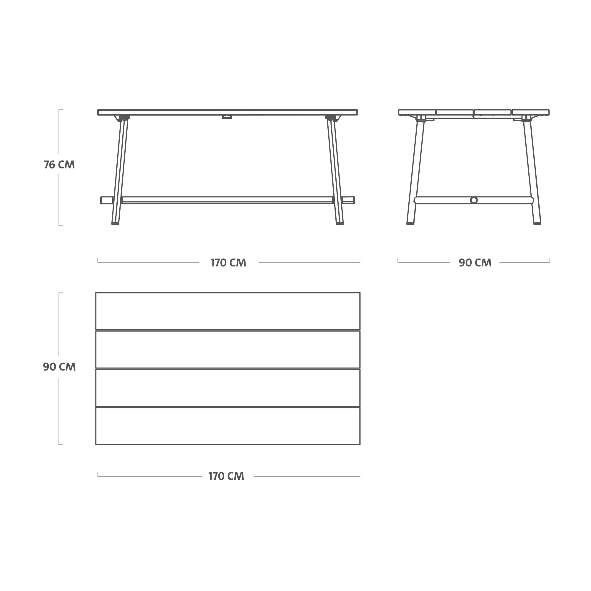 Fatboy Fred's Medium 170x90x76 cm sulankstomas stalas