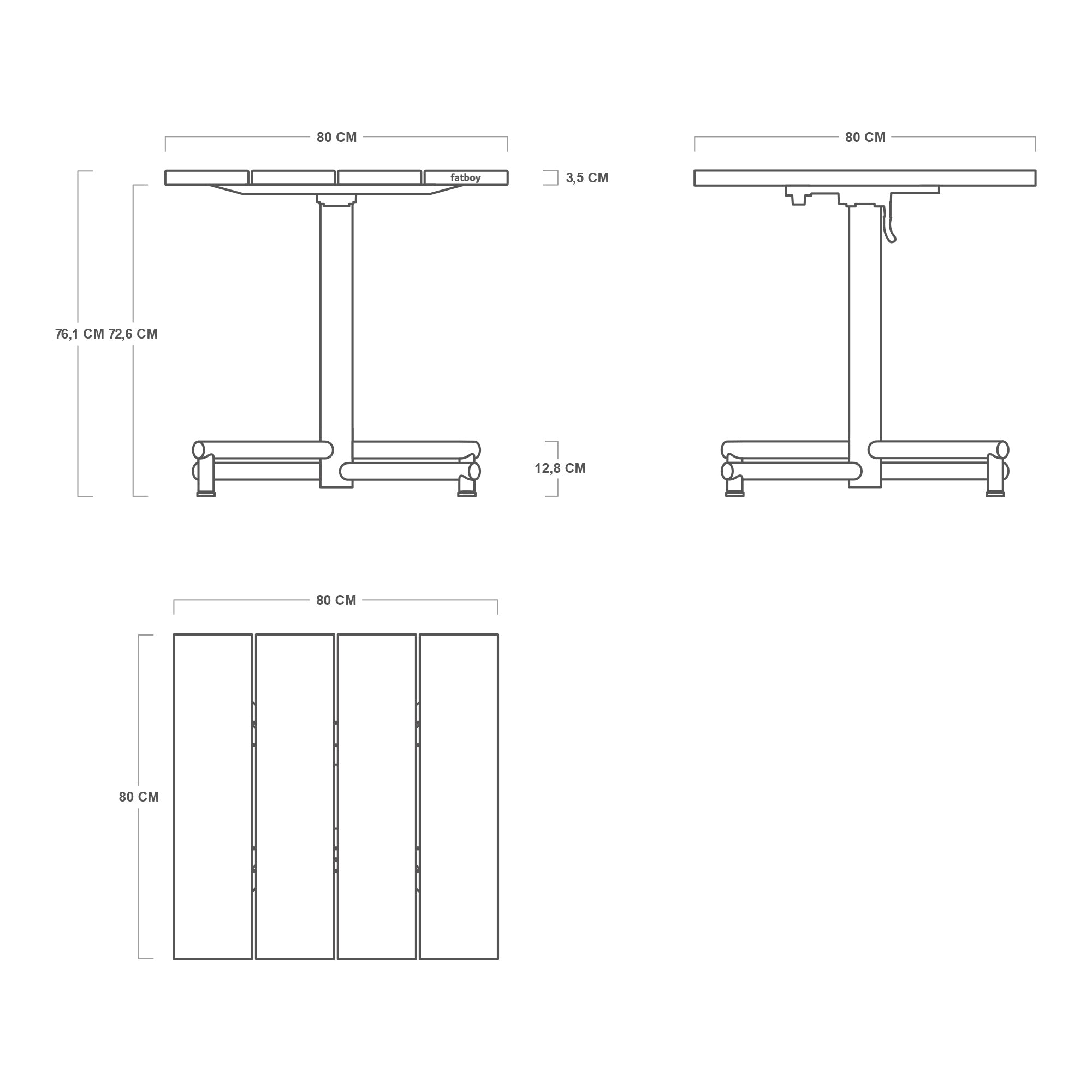 Fatboy Fred's Square Bistreau 80x80x76 cm staliukas