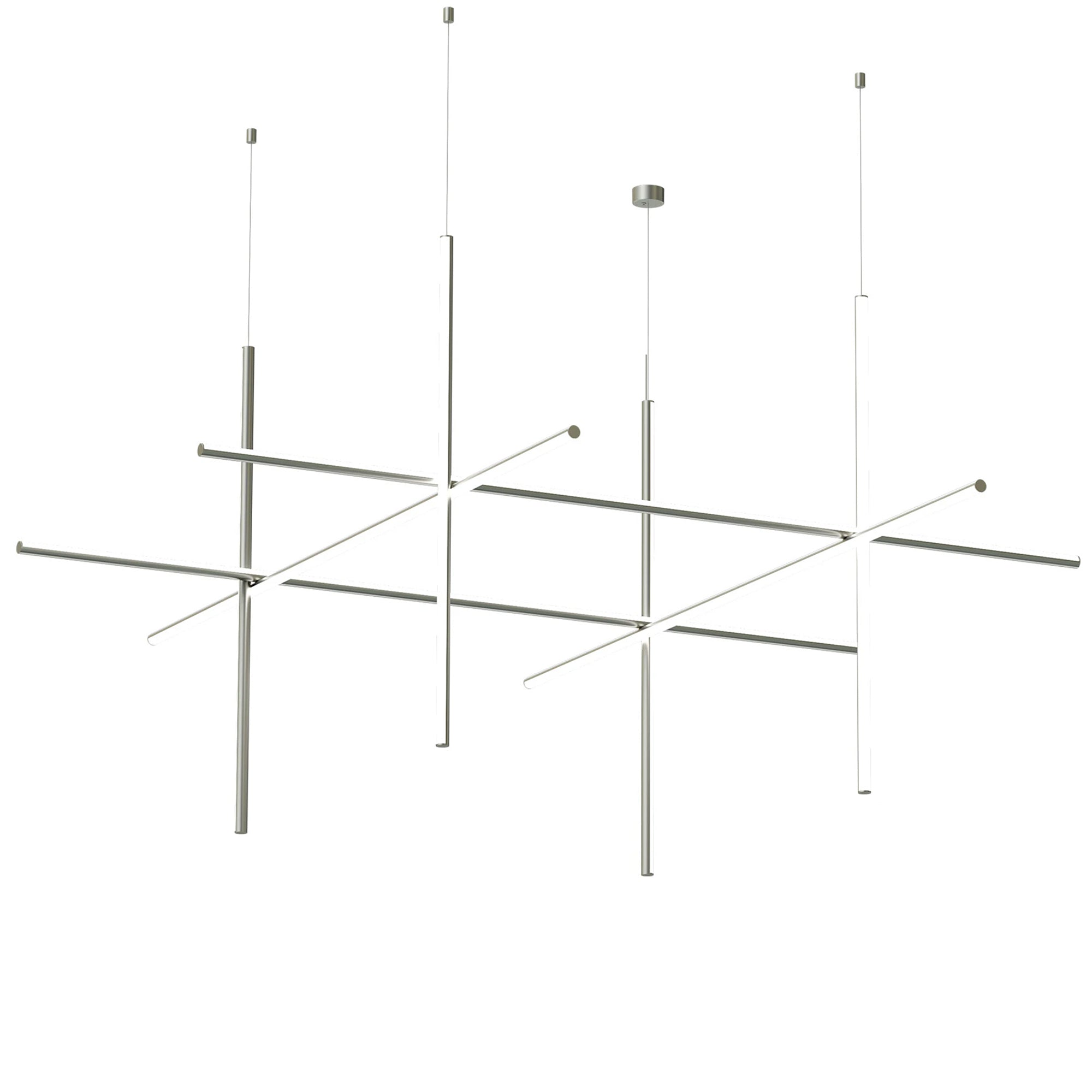 Flos Coordinates Suspension 4 CLIII LED pakabinamas šviestuvas iš argent spalvos aliuminio