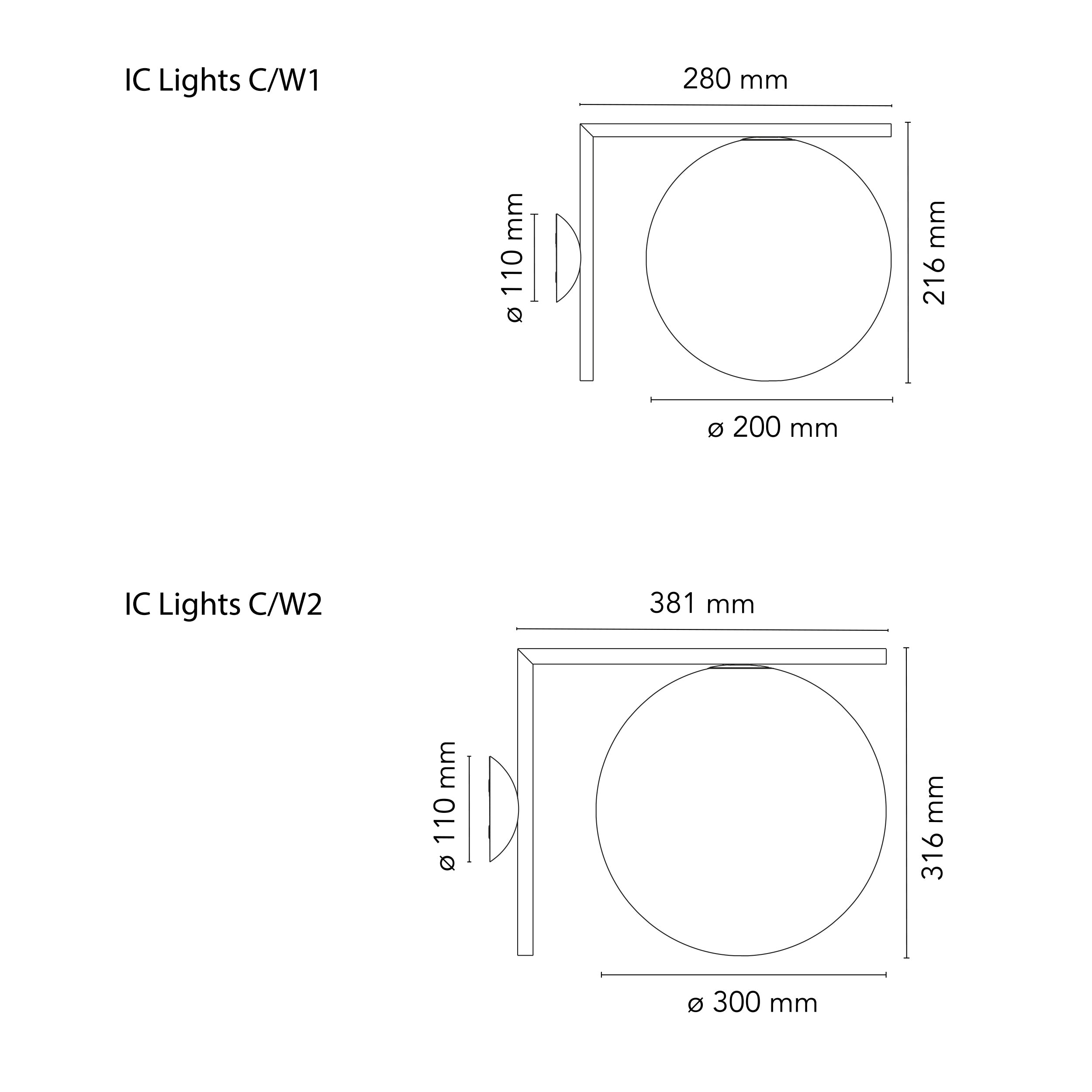 Flos IC Lights C/W sieninis šviestuvas