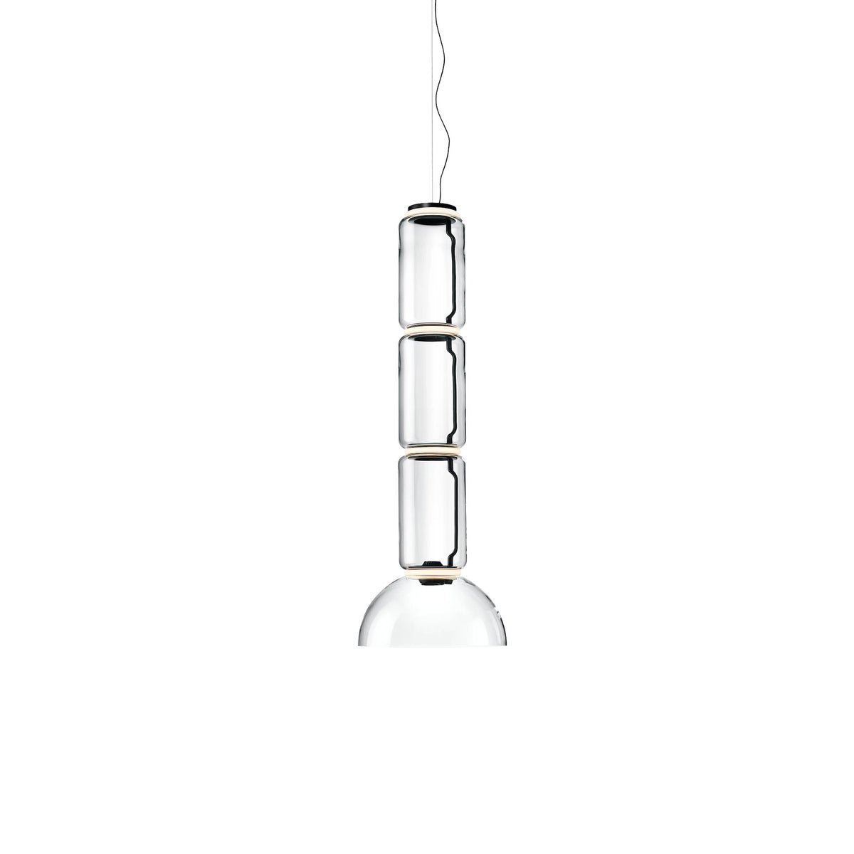 Flos Noctambule Suspension 3 Low Cylinder Bowl pakabinamas LED šviestuvas iš skaidraus pūsto stiklo
