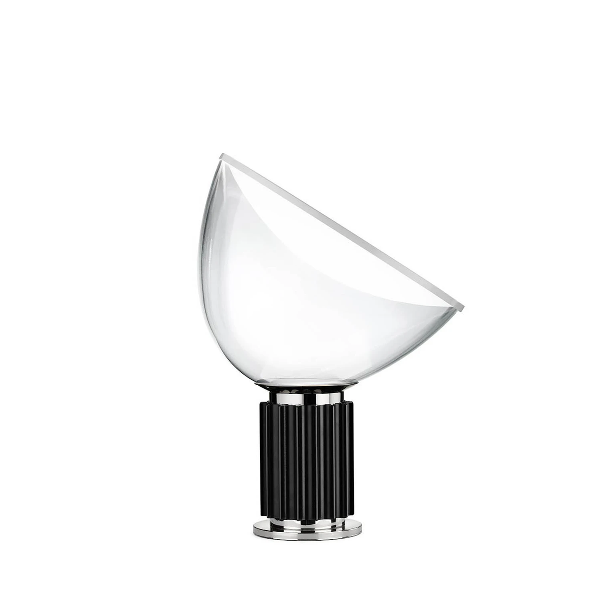 Flos Taccia Small LED stalinis šviestuvas iš juodai dengto aliuminio ir stiklo difuzoriumi