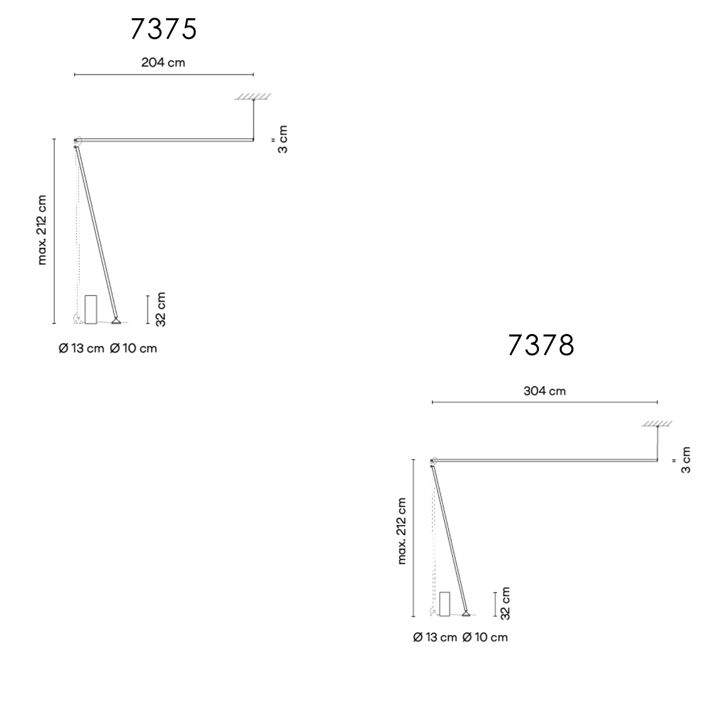 VIBIA STICKS SOLO 7375 / 7378 pastatomas šviestuvas