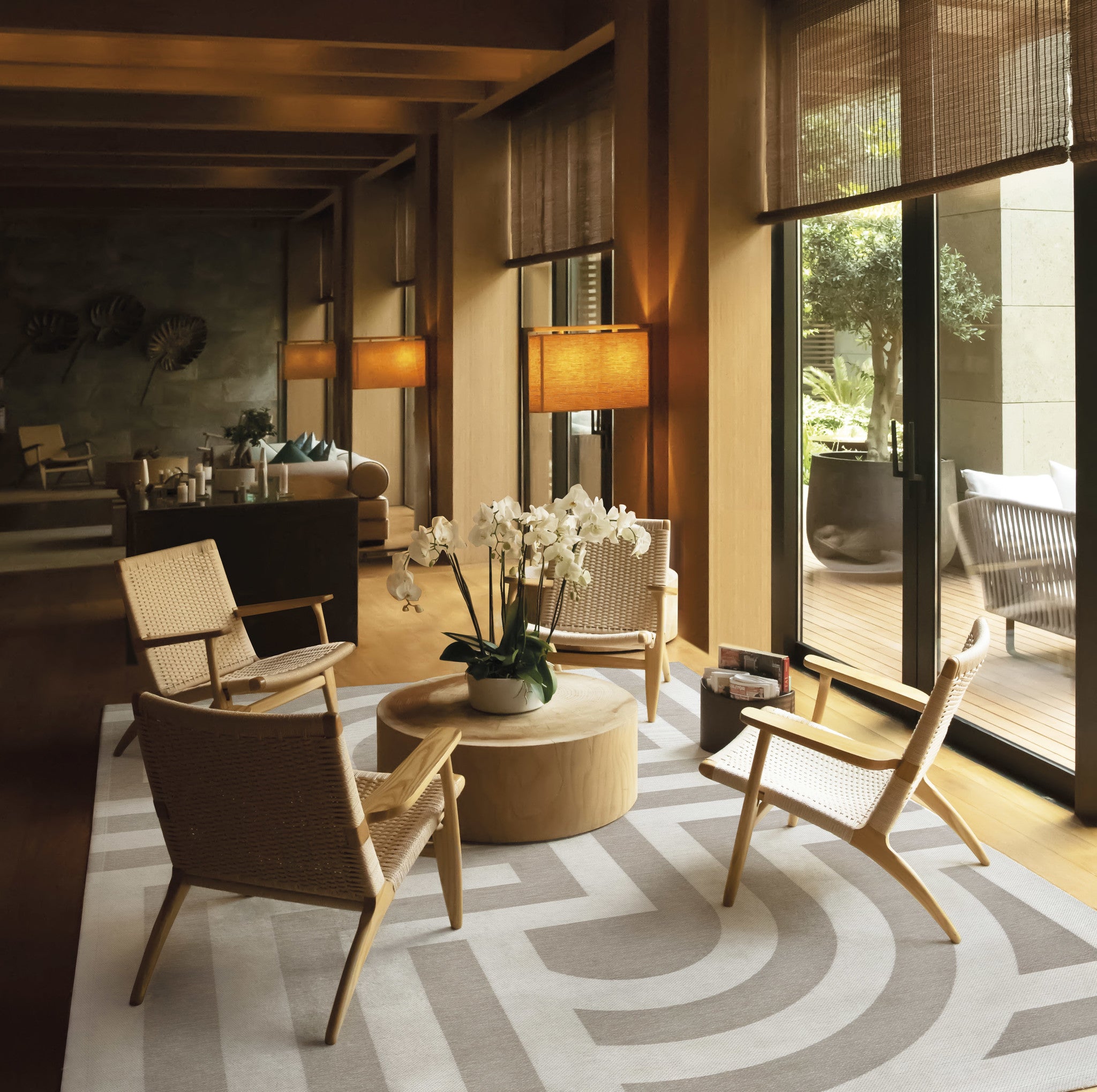 Tiffany beige kilimas moderniame interjere